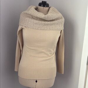 Elegant Cream Sweater with Cowl Neck
